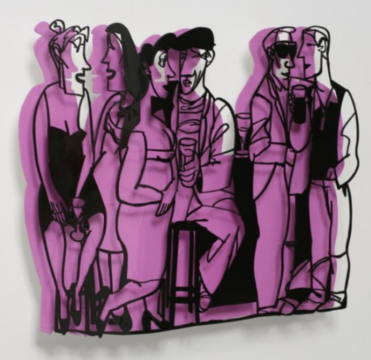 David Gerstein- Mixed Media Cutout Aluminum "Bar series - Small talk (purple)"