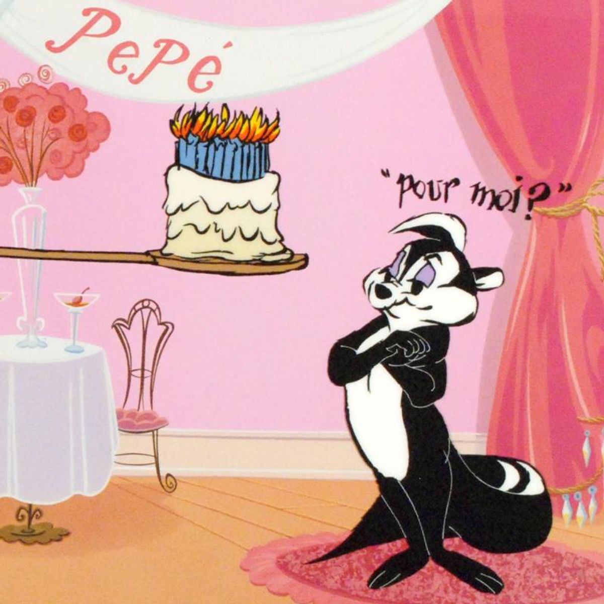 Chuck Jones (1912-2002), "Pepe's 50th Birthday" Hand Signed Limited Edition Animation Cel with Hand Painted Color; Certificate of Authenticity.