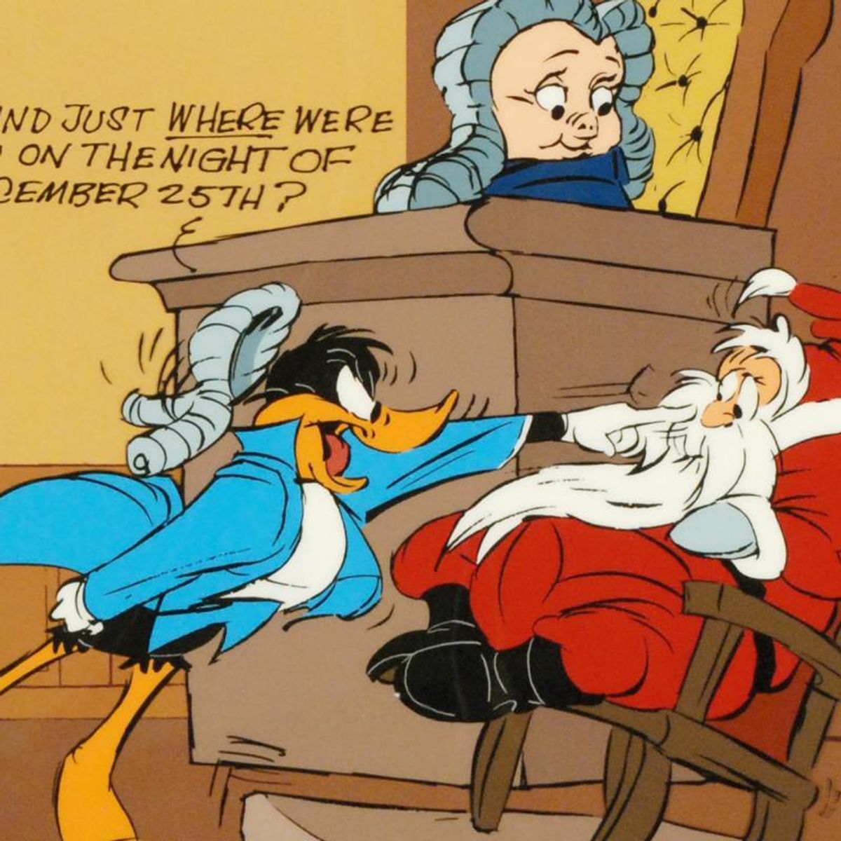 Chuck Jones (1912-2002), "Santa on Trial" Hand Signed Limited Edition Animation Cel with Hand Painted Color; Certificate of Authenticity.