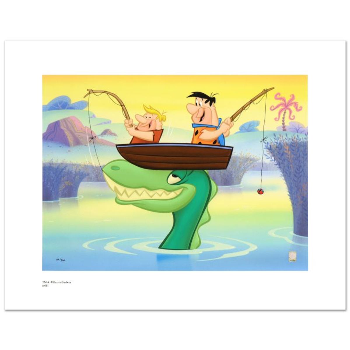 The Flintstones, "Fred and Barney Fishing" Numbered Limited Edition with Certificate of Authenticity.