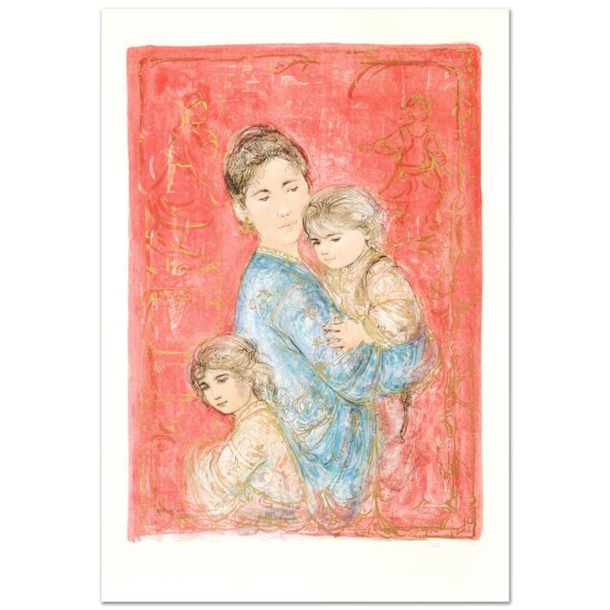 Edna Hibel (1917-2014), "Sonya and Family" Hand Signed Limited Edition Lithograph with Certificate of Authenticity.