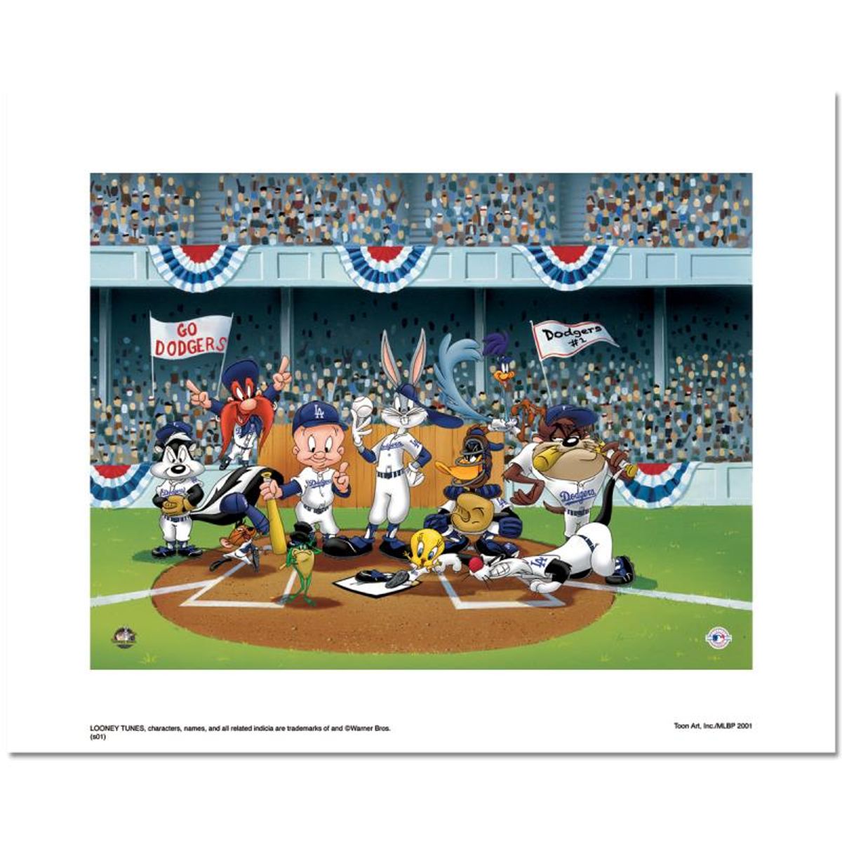 Looney Tunes, "Line Up At The Plate (Dodgers)" Numbered Limited Edition with Certificate of Authenticity.