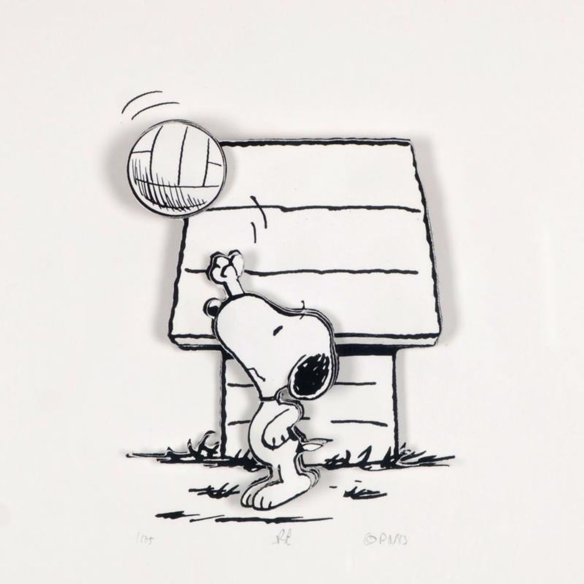 Peanuts, "Champ" Hand Numbered Limited Edition 3D Decoupage with Certificate of Authenticity.