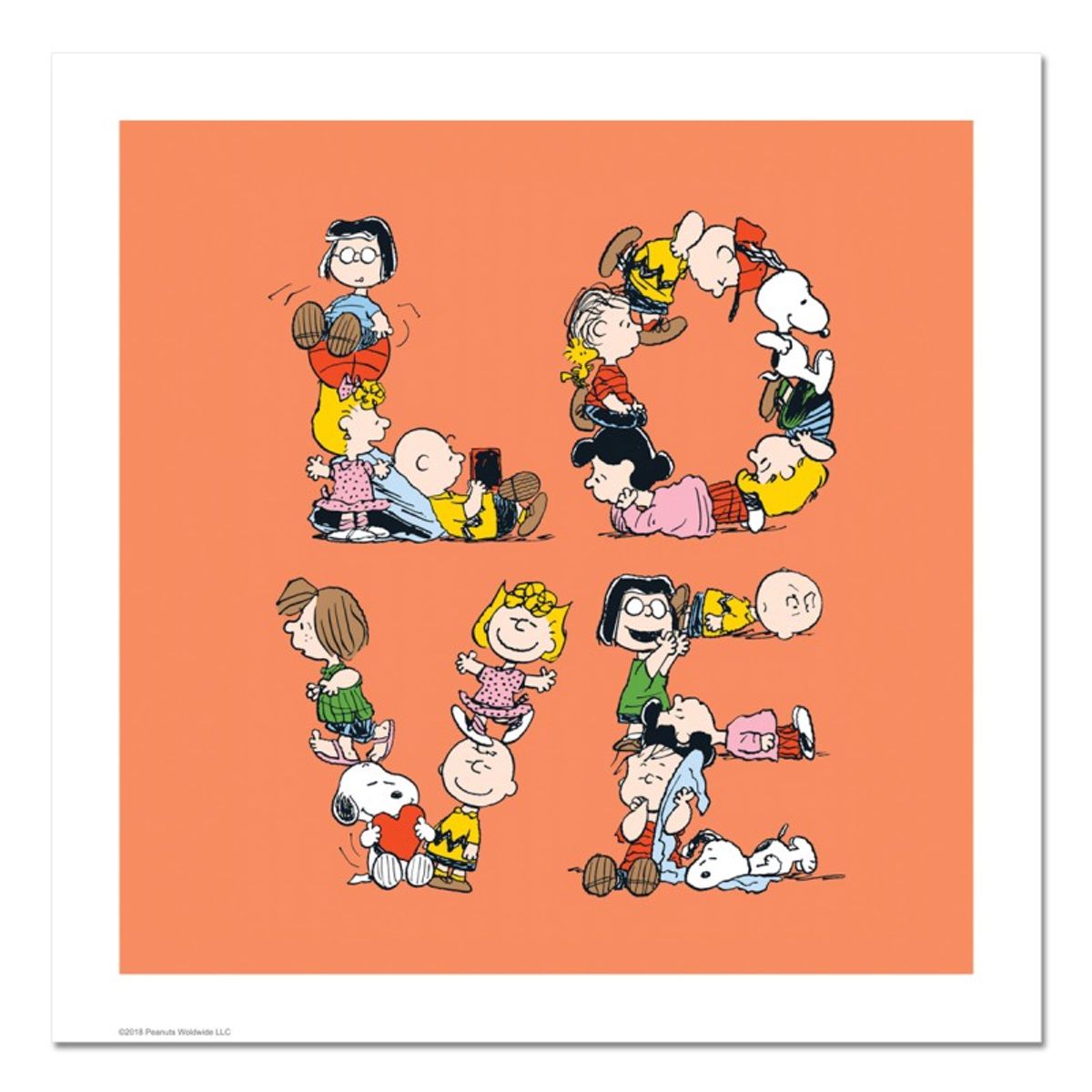 Peanuts, "LOVE" Hand Numbered Limited Edition Fine Art Print with Certificate of Authenticity.
