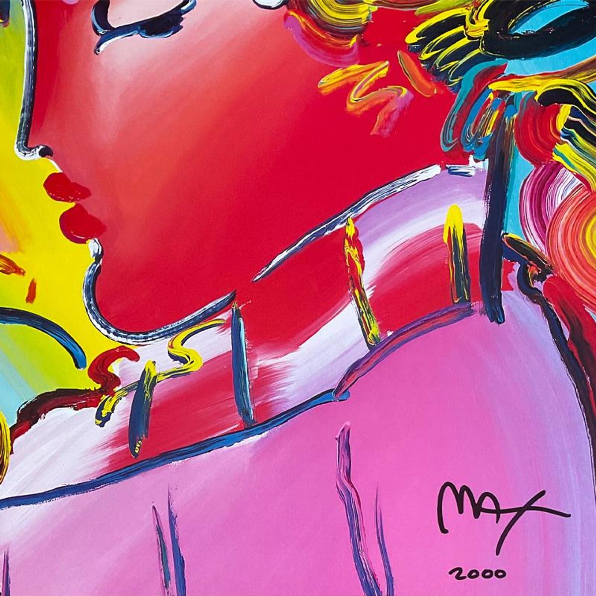 Peter Max (1937-2026), "Zero In Love" Framed Hand Signed Offset Lithograph with Letter of Authenticity.