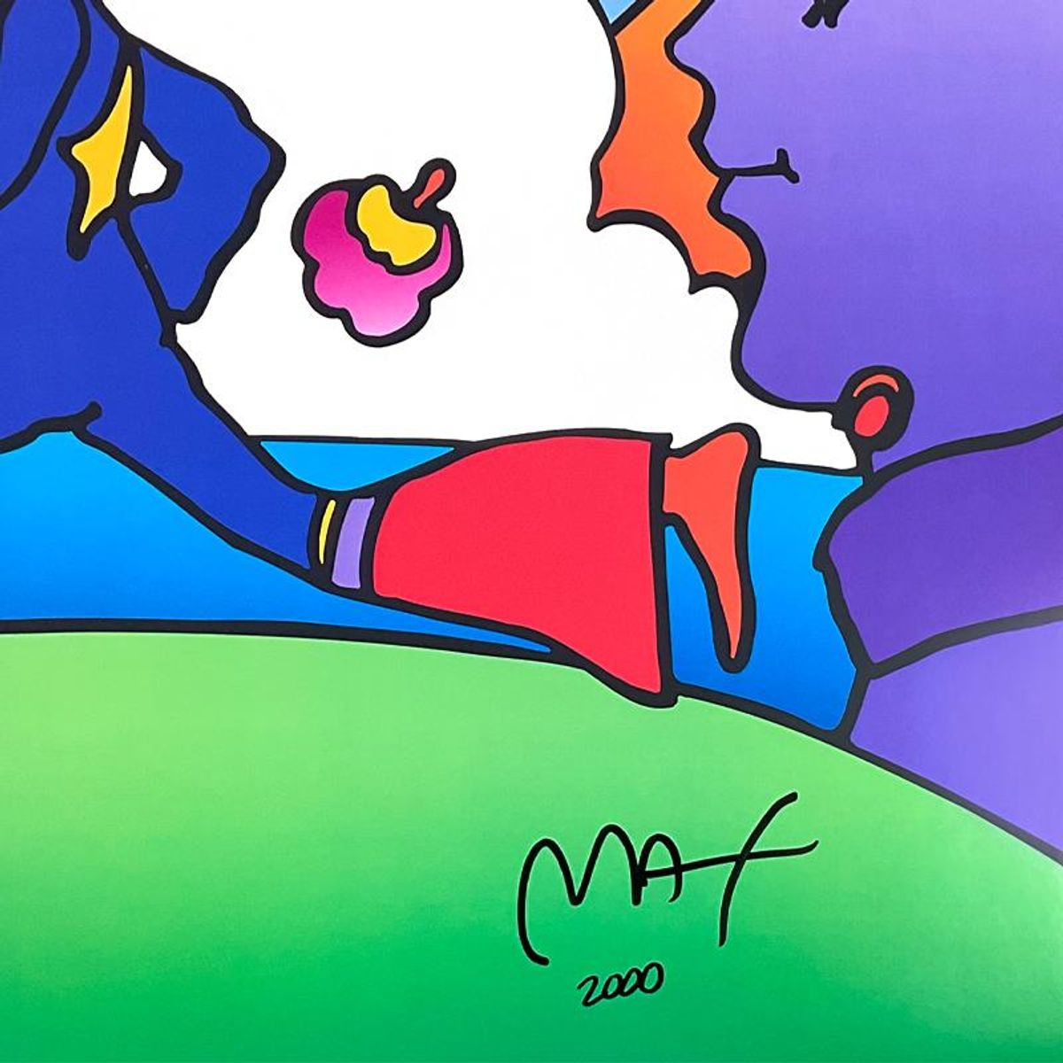 Peter Max (1937-2026), "Cosmic Runner 2000" Framed Hand Signed Offset Lithograph with Letter of Authenticity.