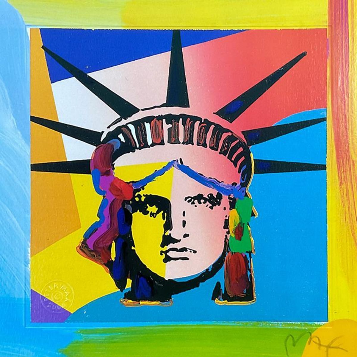 Peter Max (1937-2026), "Liberty Head XV" Framed Limited Edition Lithograph, Numbered and Hand Signed with Certificate of Authenticity.