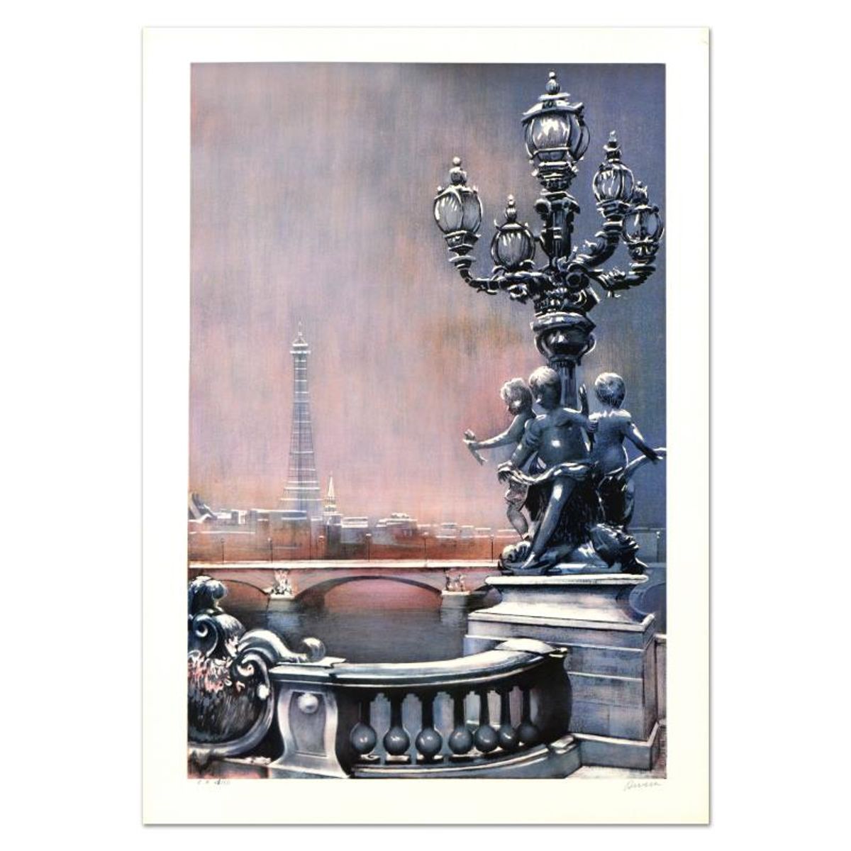 Antonio Rivera, "Pont Alexandre" Hand Signed Limited Edition Lithograph.