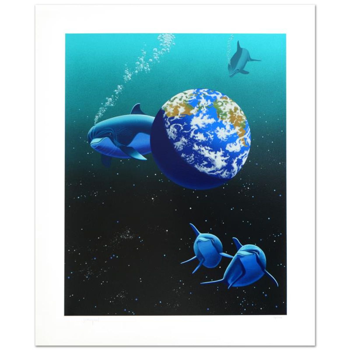 William Schimmel, "Our Home Too II (Dolphin)" Limited Edition Serigraph, Numbered and Hand Signed with Certificate of Authenticity.
