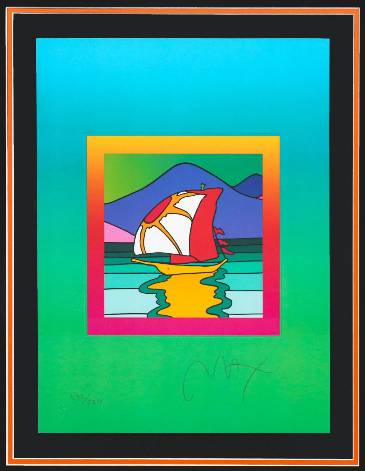 Peter Max- Original Lithograph "Sailboat East on Blends"