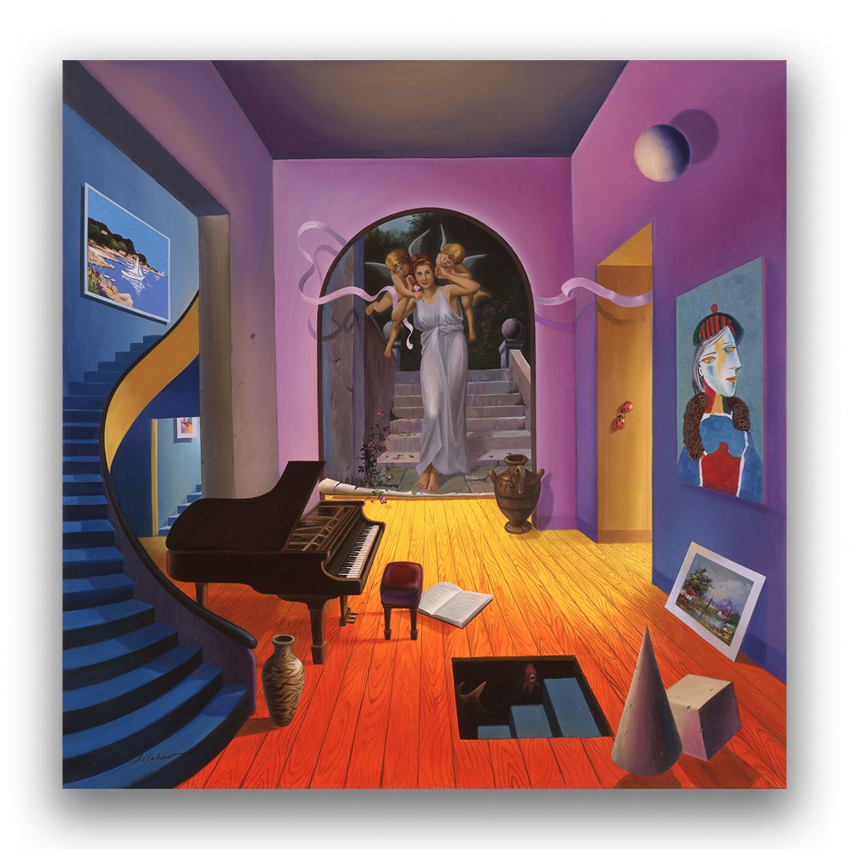Alexander Astahov- Giclee on Canvas "Picasso and Angels"