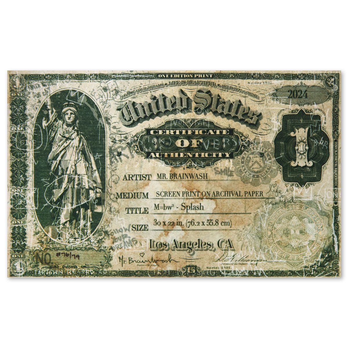 Mr Brainwash- Silkcreen on Paper "M=bw² - Splash, 2024"