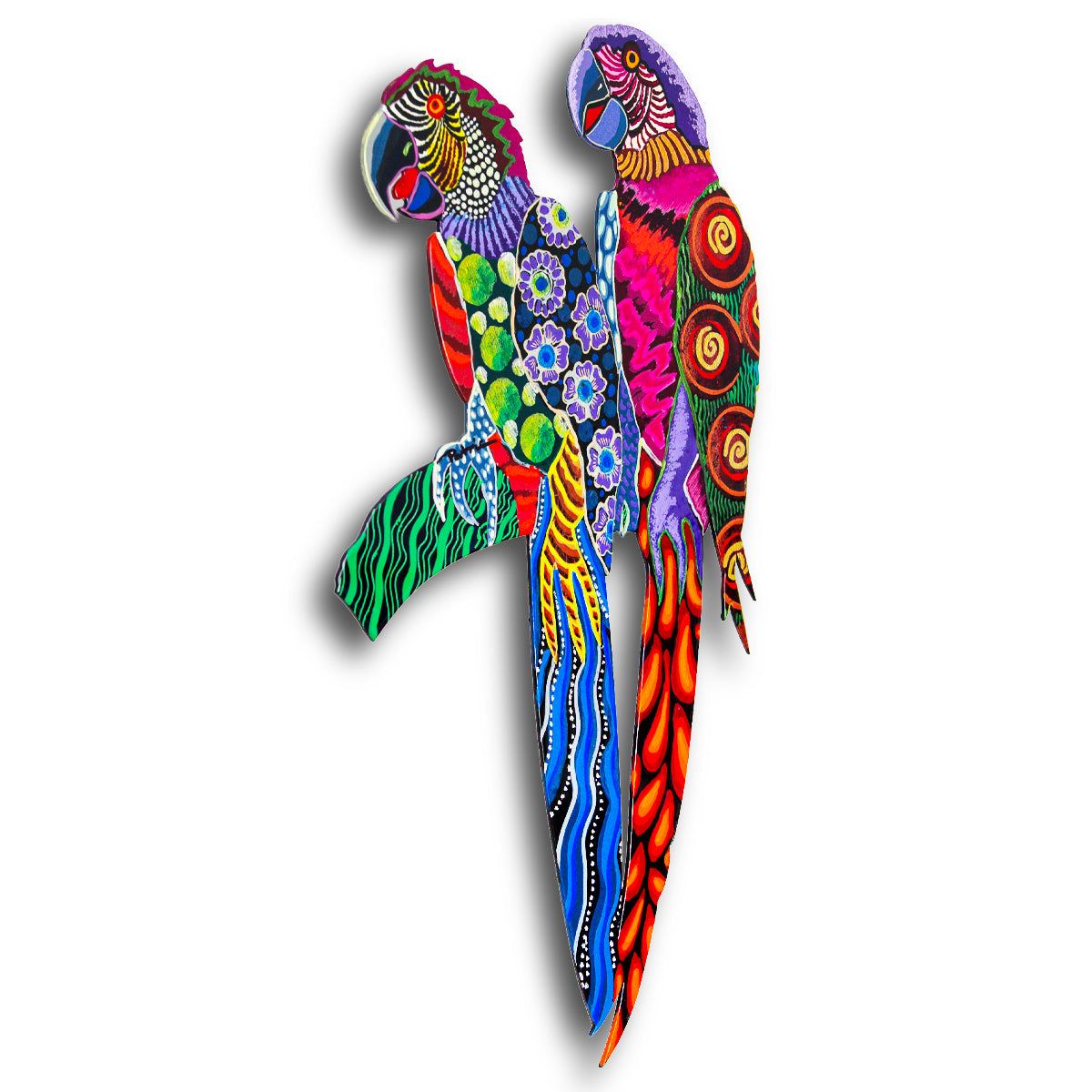 Patricia Govezensky- Original Painting on Laser Cut Steel "Two Parrots"