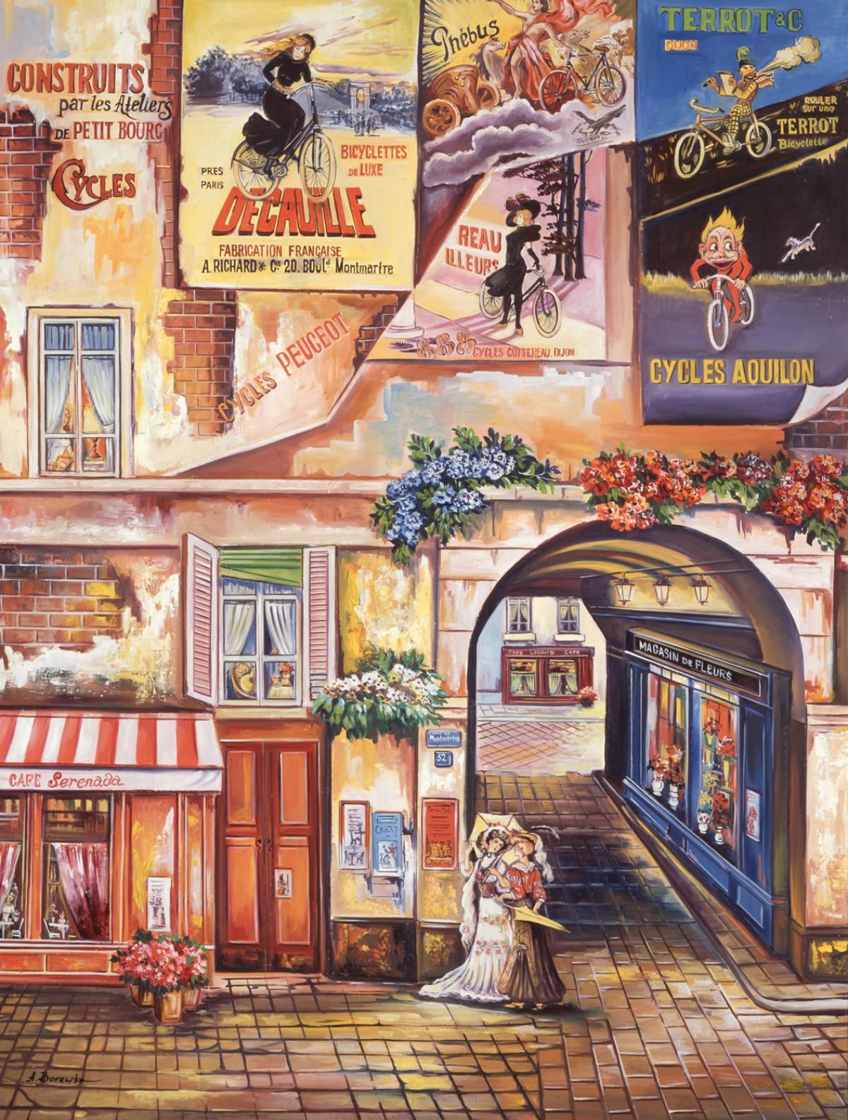 Alexander Borewko- Original Giclee on Canvas "A Quiet Street"