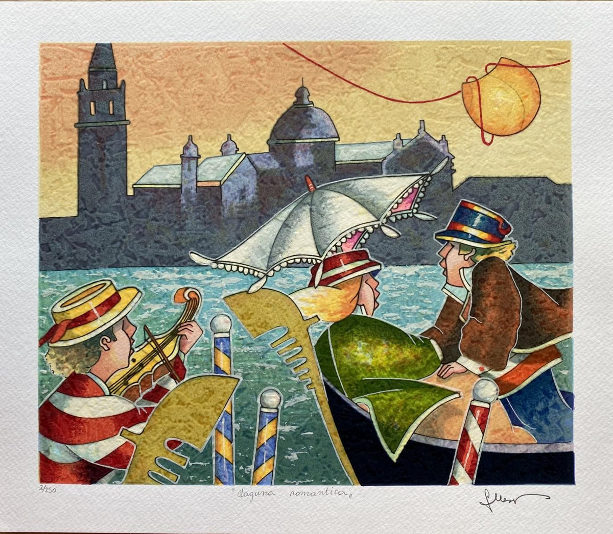 Francesco Nesi- Original Serigraph on Paper "LAGUNA ROMANTICA"