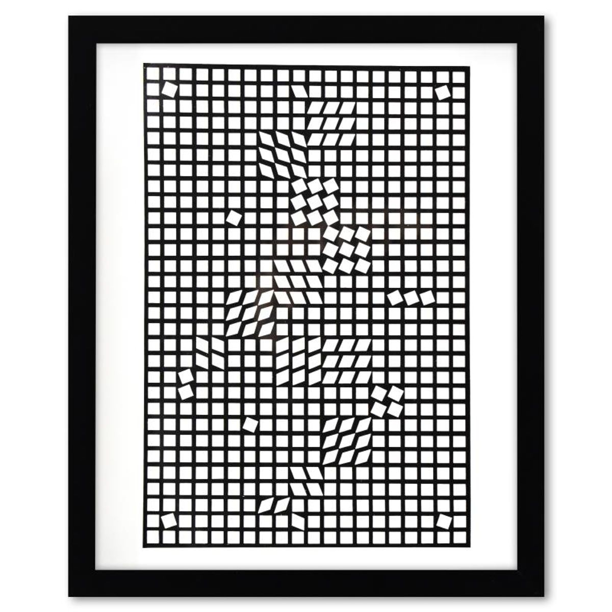 Victor Vasarely (1908-1997), "Eridan - 3 et TLINKO de la serie Corpusculaires (Diptych)" Framed 1973 Heliogravure Prints with Letter of Authenticity