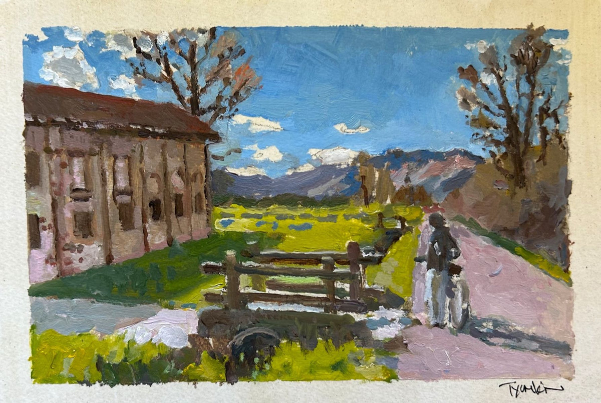 Boris Tyomkin-Original Oil on Shellacked paper "Torino"
