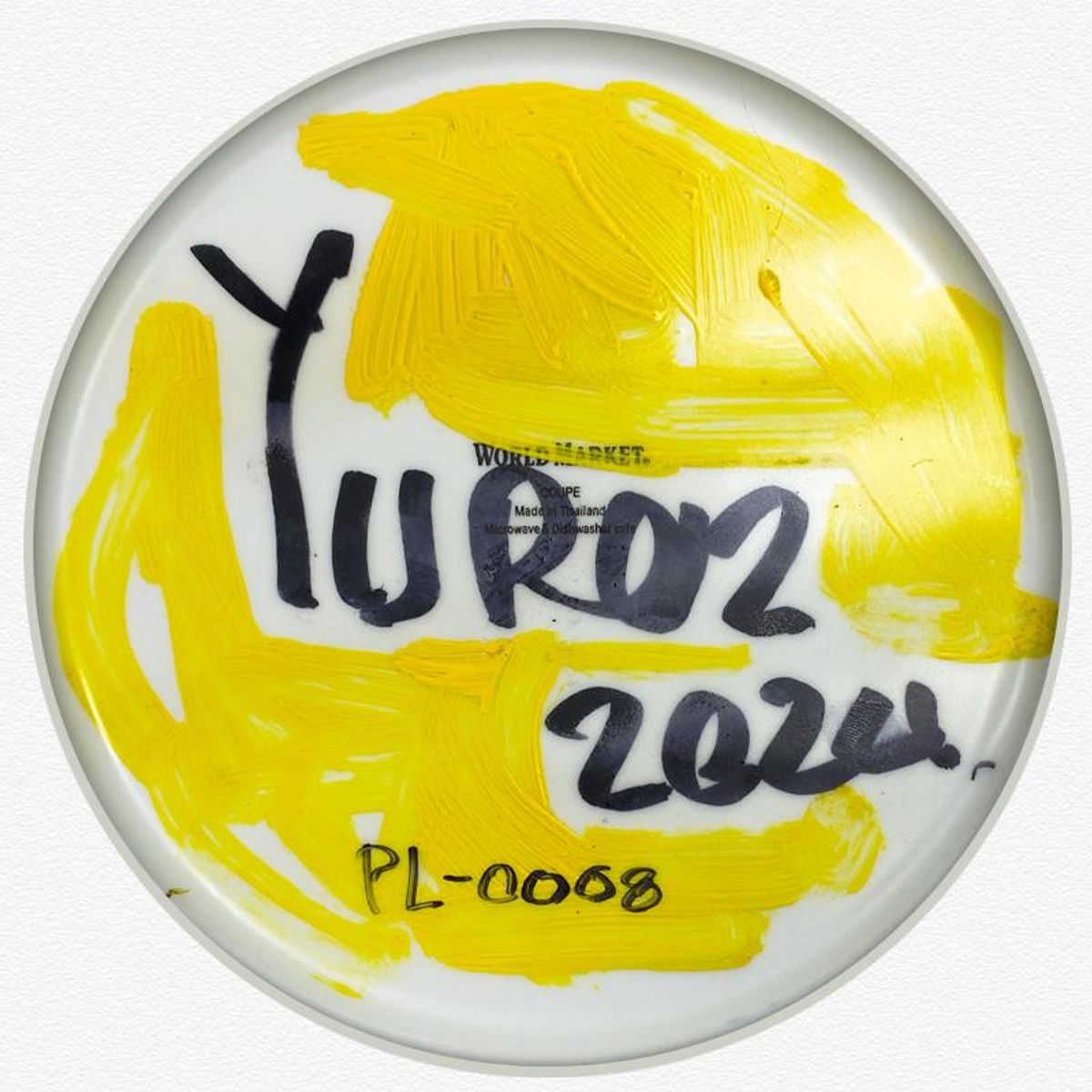 Yuroz, Framed Hand Painted Ceramic Plate, Hand Signed with Letter of Authenticity.