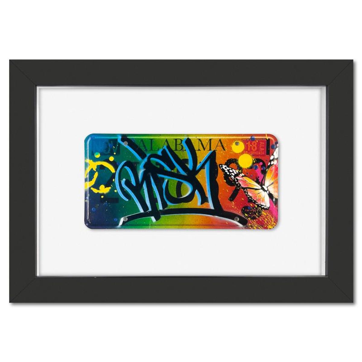 RISK, "License Plate" Framed Mixed Media Original with Letter Authenticity