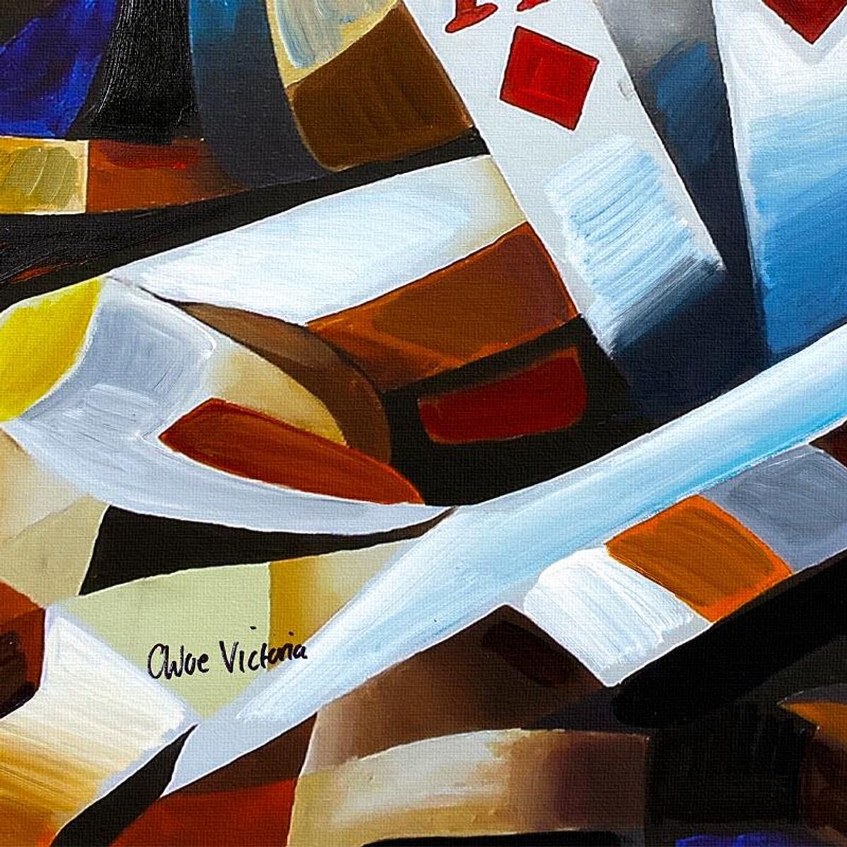 Chloe Victoria, "Queen of Bluff" Framed One-of-a-Kind Mixed Media Overpaint on Canvas, Hand Signed with Letter of Authenticity