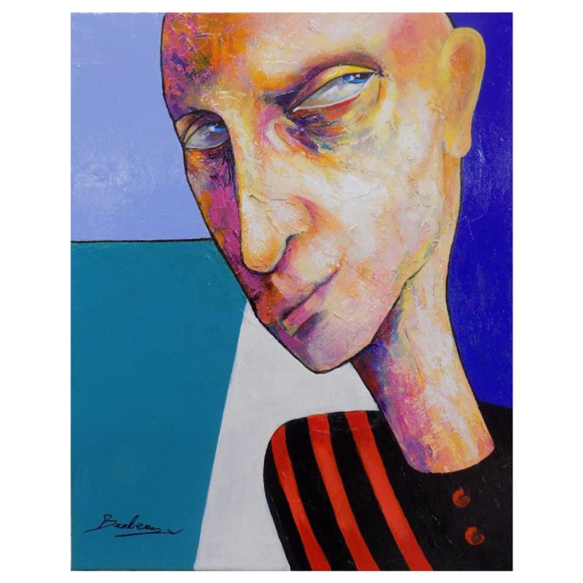 Berberyan, "Like the Idea" Hand Signed Original Painting on Canvas with Letter of Authenticity.