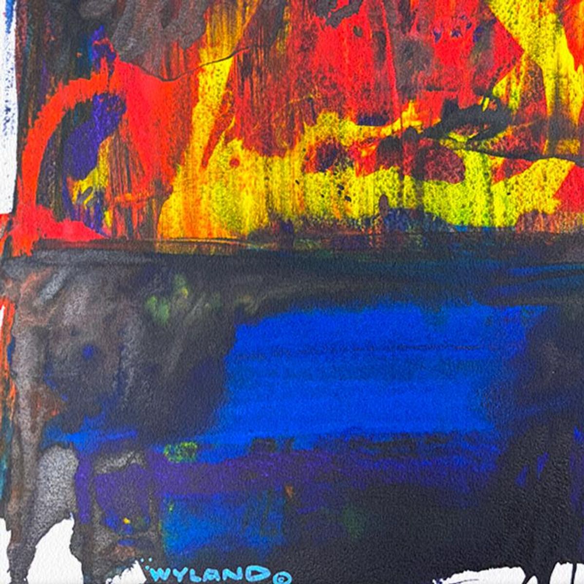 Wyland, "Untitled Abstract" Framed Original Painting on Paper, Hand Signed with Letter of Authenticity.
