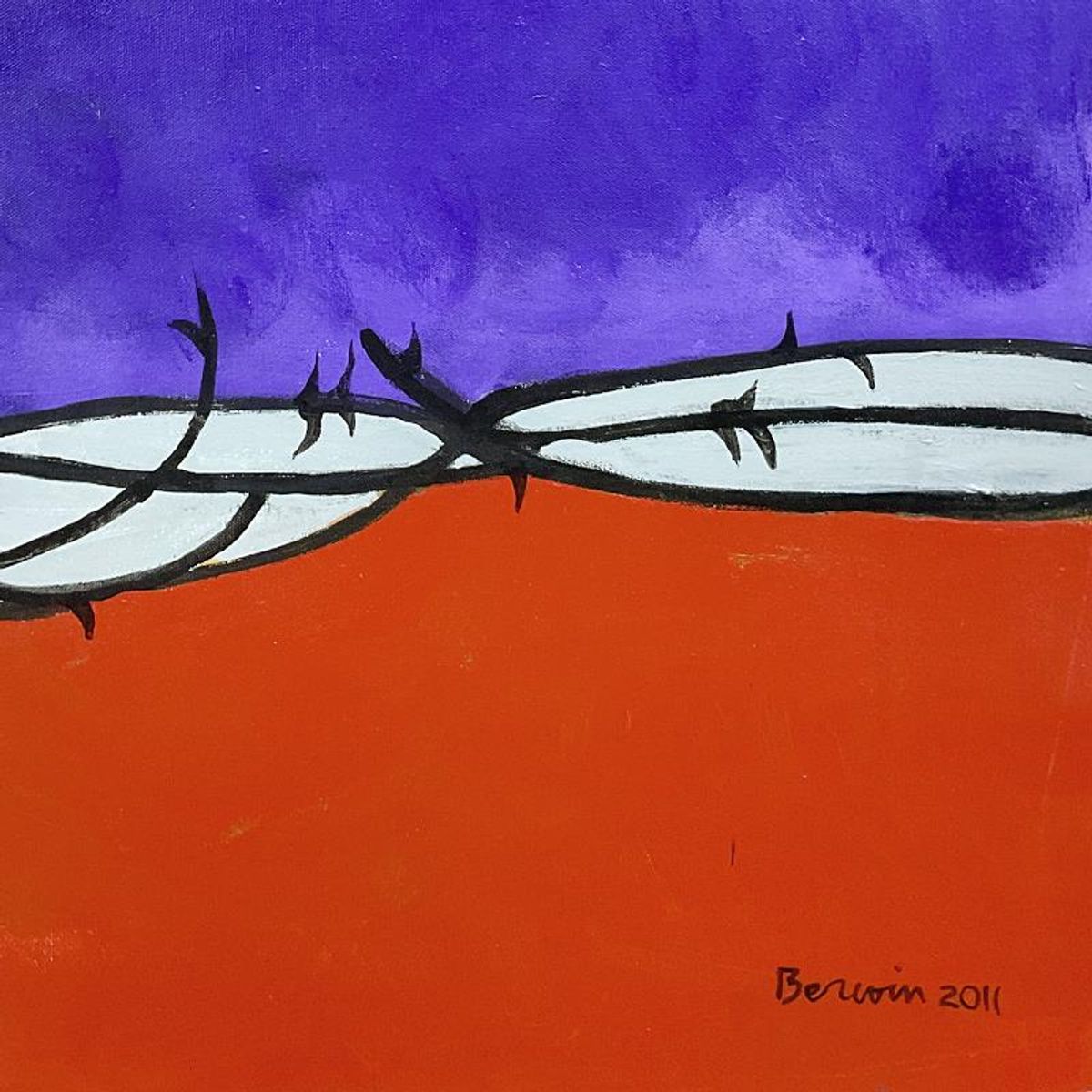 Milton Berwin (1925-2023), Original Painting on Canvas (60" x 48"), Hand Signed with Letter of Authenticity.