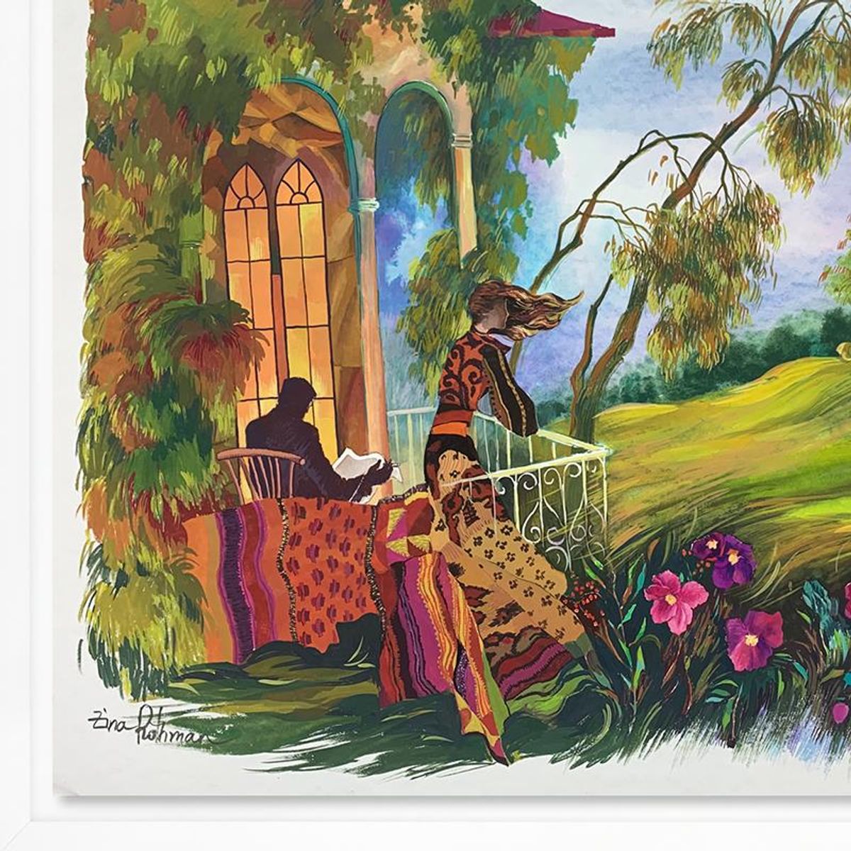 Zina Roitman, Framed Hand Signed Original Painting with Letter of Authenticity.