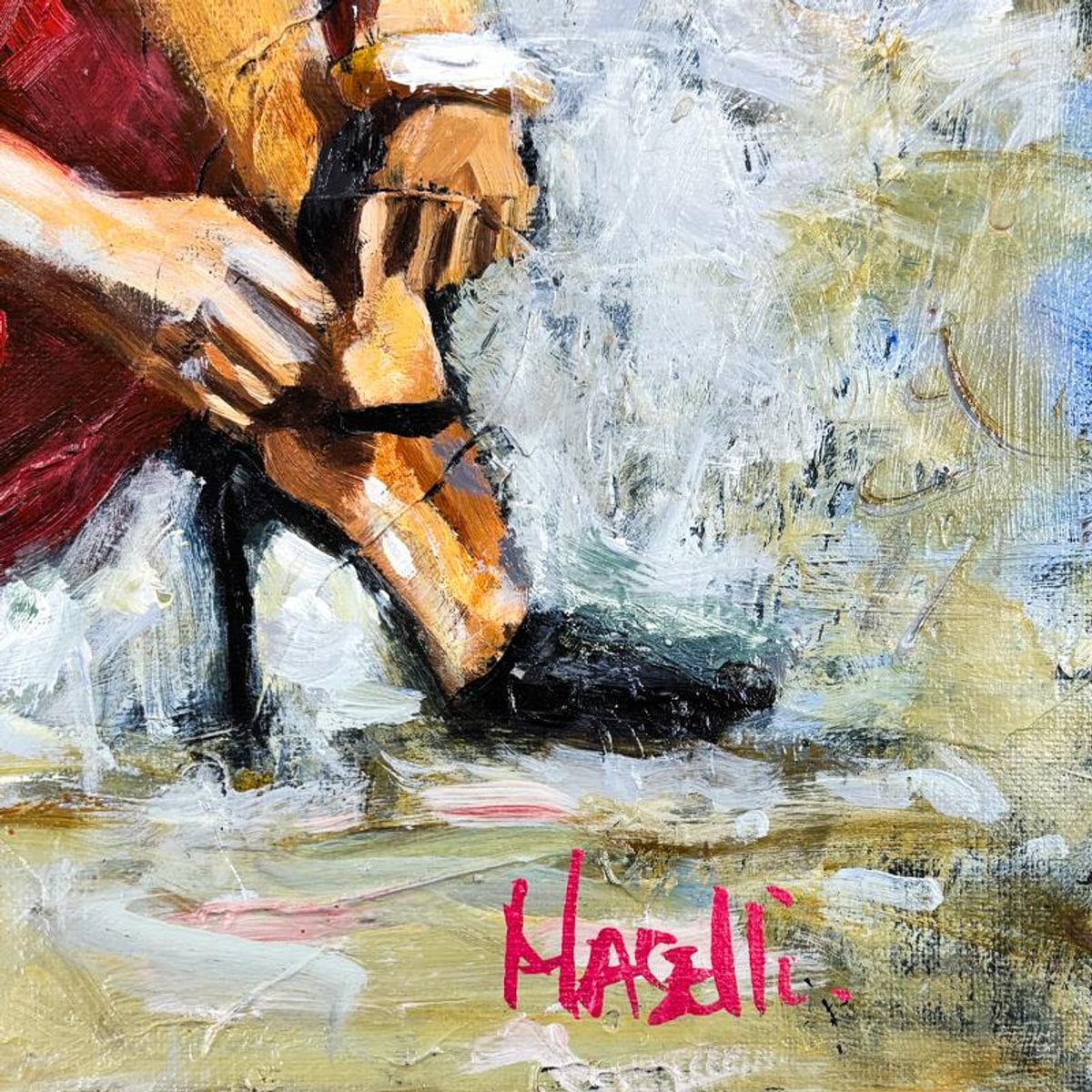 Michael Maselli, Original Painting on Board, Hand Signed with Letter of Authenticity.