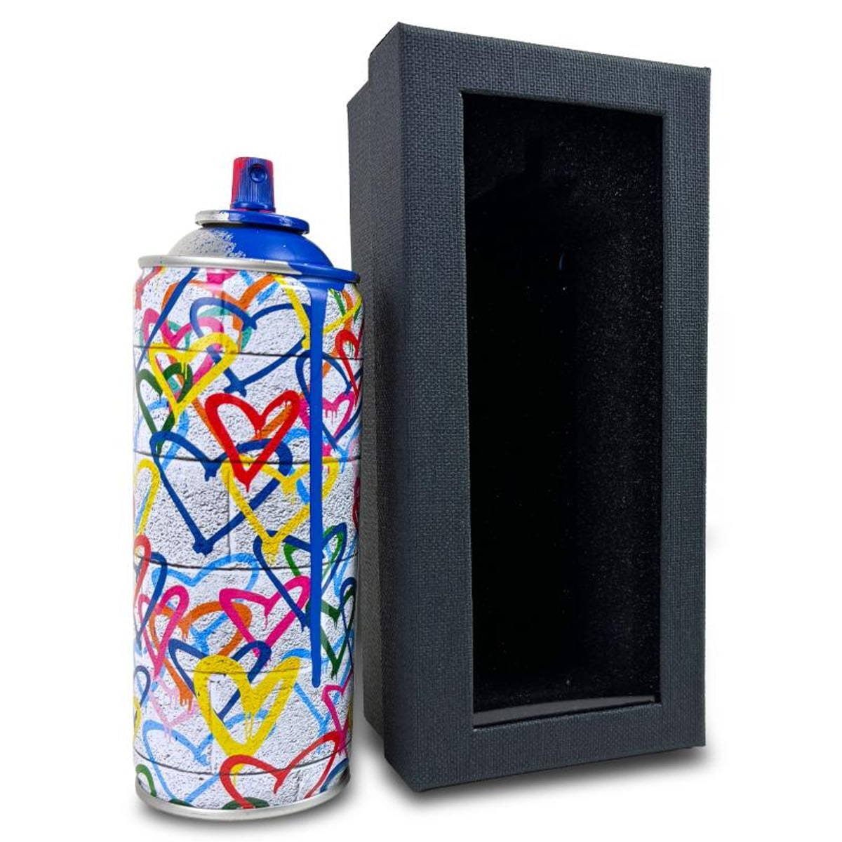 Mr Brainwash, "Hearts Spray - BLUE" Hand Painted Limited Edition Spray Can, Numbered with Certificate of Authenticity.