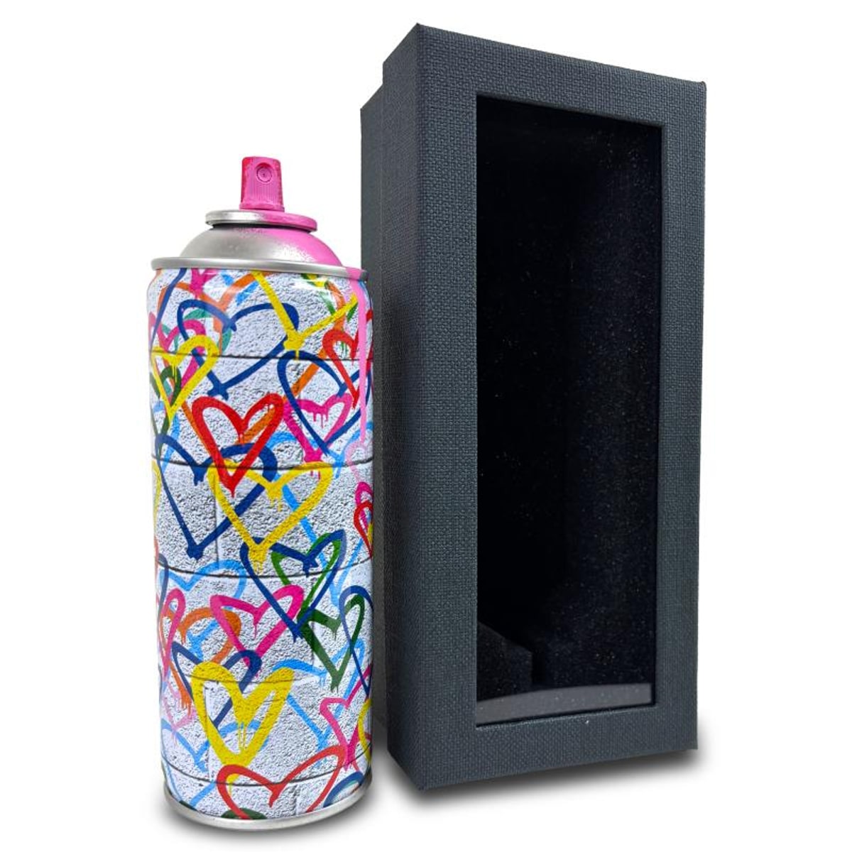 Mr Brainwash, "Hearts Spray - PINK" Hand Painted Limited Edition Spray Can, Numbered with Certificate of Authenticity.