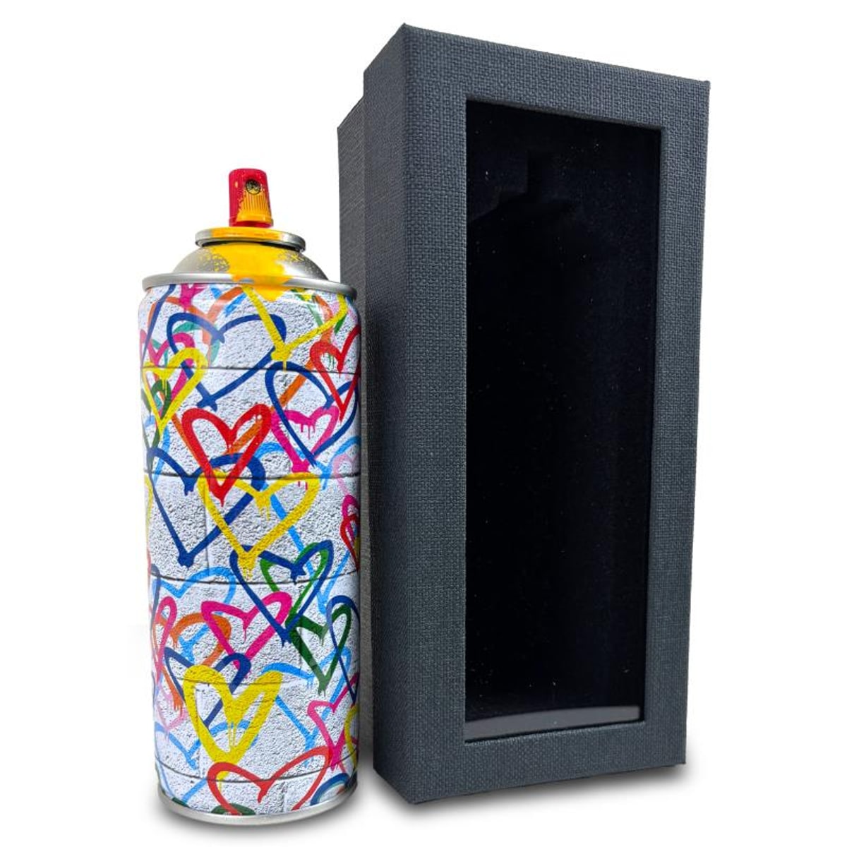 Mr Brainwash, "Hearts Spray - YELLOW" Hand Painted Limited Edition Spray Can, Numbered with Certificate of Authenticity.