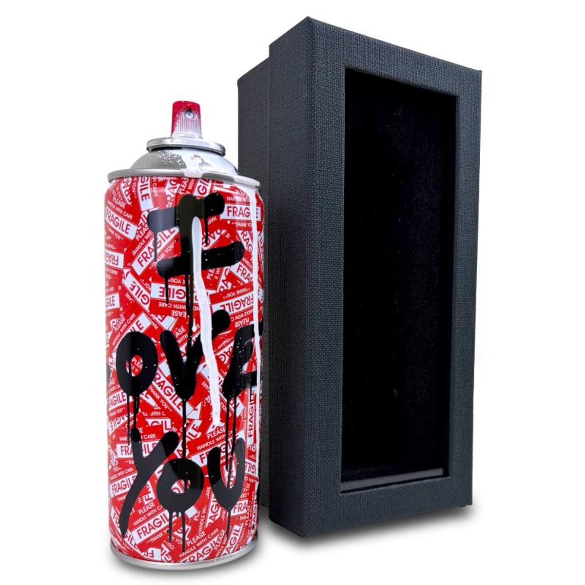 Mr Brainwash, "I Love You! - WHITE" Hand Painted Limited Edition Spray Can, Numbered with Certificate of Authenticity.