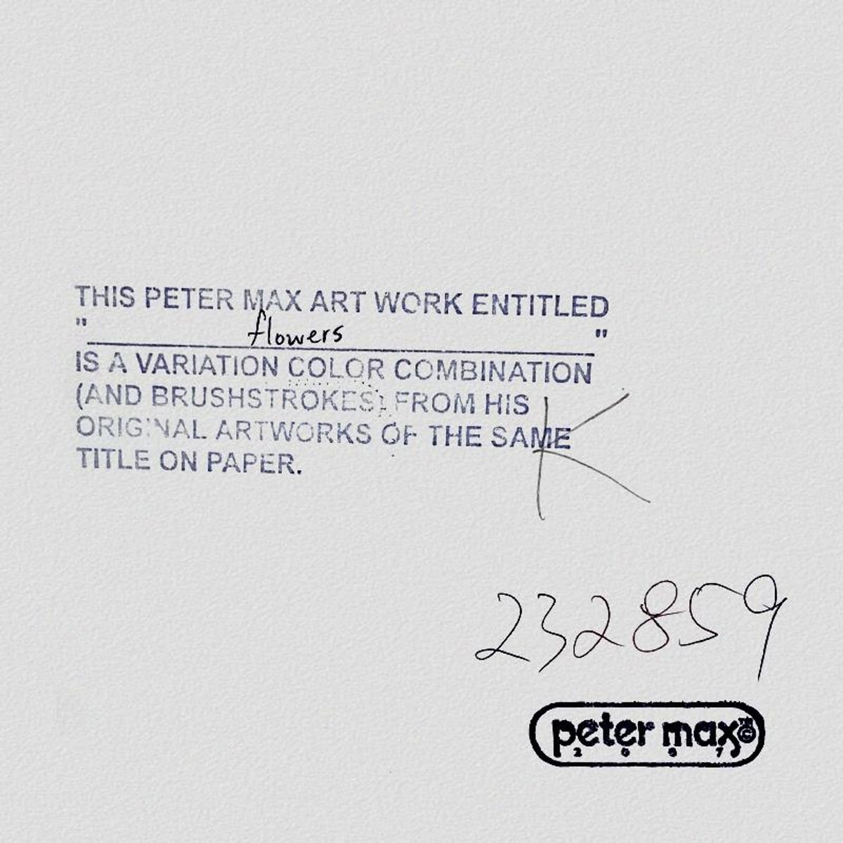Peter Max (1937-2026), "Abstract Flower" Framed One-of-a-Kind Mixed Media, Hand Signed with Registration Number Certifying Authenticity.