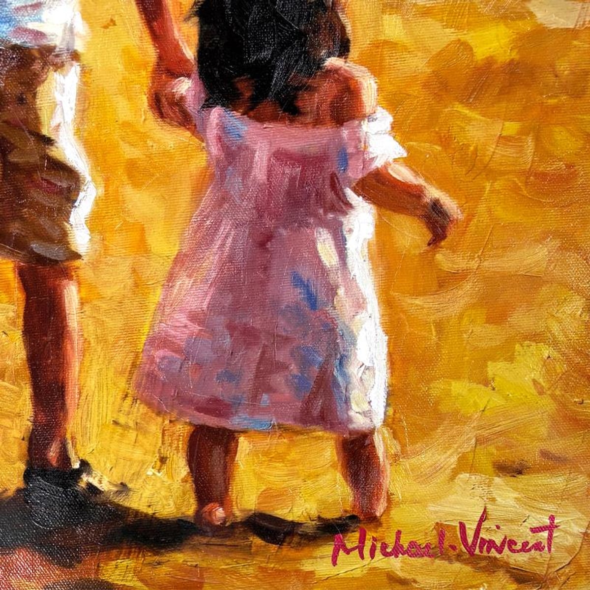 Michael Vincent, "Baby Sister" Hand Embellished Limited Edition on Canvas, Numbered and Hand Signed with Letter of Authenticity.