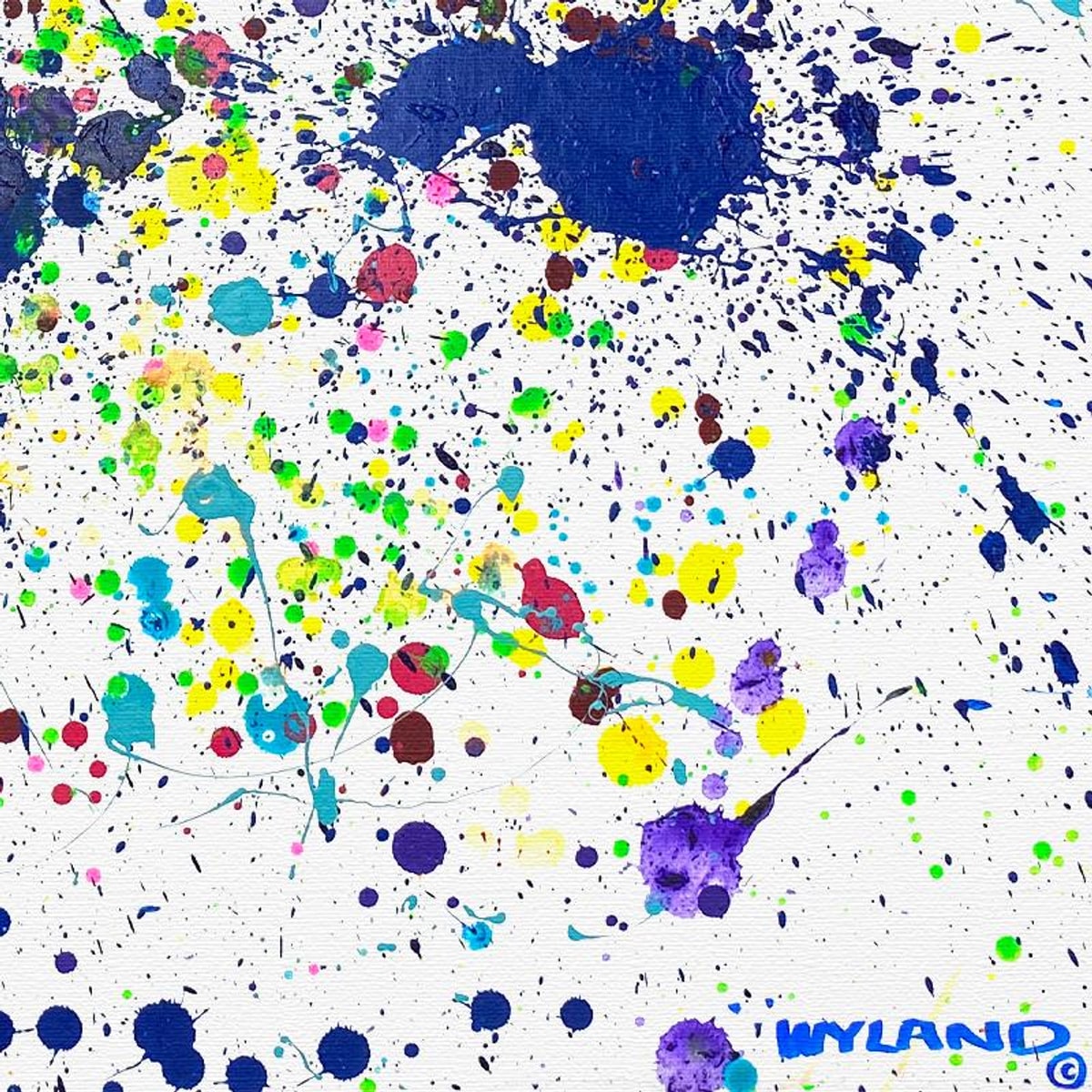 Wyland, "Untitled Abstract" Framed Original Painting on Canvas, Hand Signed with Letter of Authenticity.