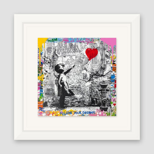 Mr. Brainwash, "Love Forever" Framed Mixed Media Original, Hand Signed with Certificate of Authenticity.