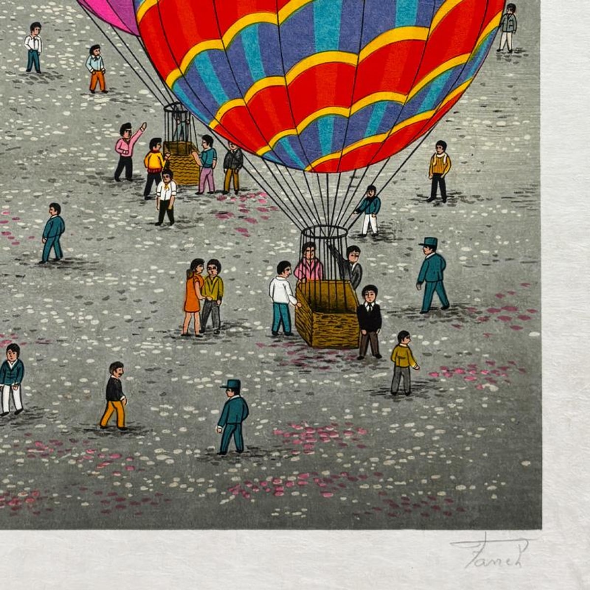Fanch Ledan, "Ballons Place de la Concorde" Limited Edition Lithograph, Numbered and Hand Signed with Letter of Authenticity.