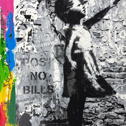 Mr Brainwash, "Love Forever" Framed Unique (UNQ) Mixed Media, Hand Signed with Certificate of Authenticity.