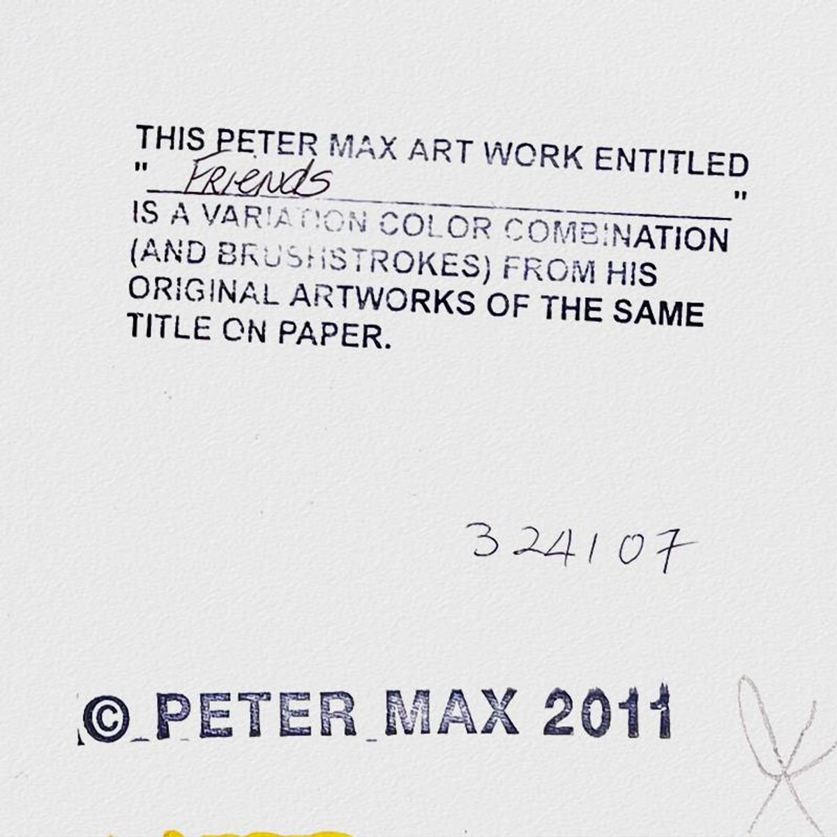Peter Max (1937-2026), "Friends" Framed One-of-a-Kind Acrylic Mixed Media, Hand Signed with Registration Number Certifying Authenticity