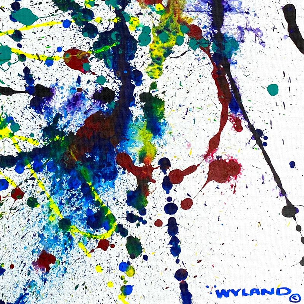 Wyland, "Untitled Abstract" Framed Original Painting on Canvas, Hand Signed with Letter of Authenticity.