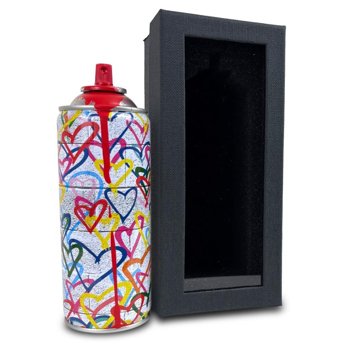 Mr Brainwash, "Hearts Spray - RED" Hand Painted Limited Edition Spray Can, Numbered with Certificate of Authenticity.