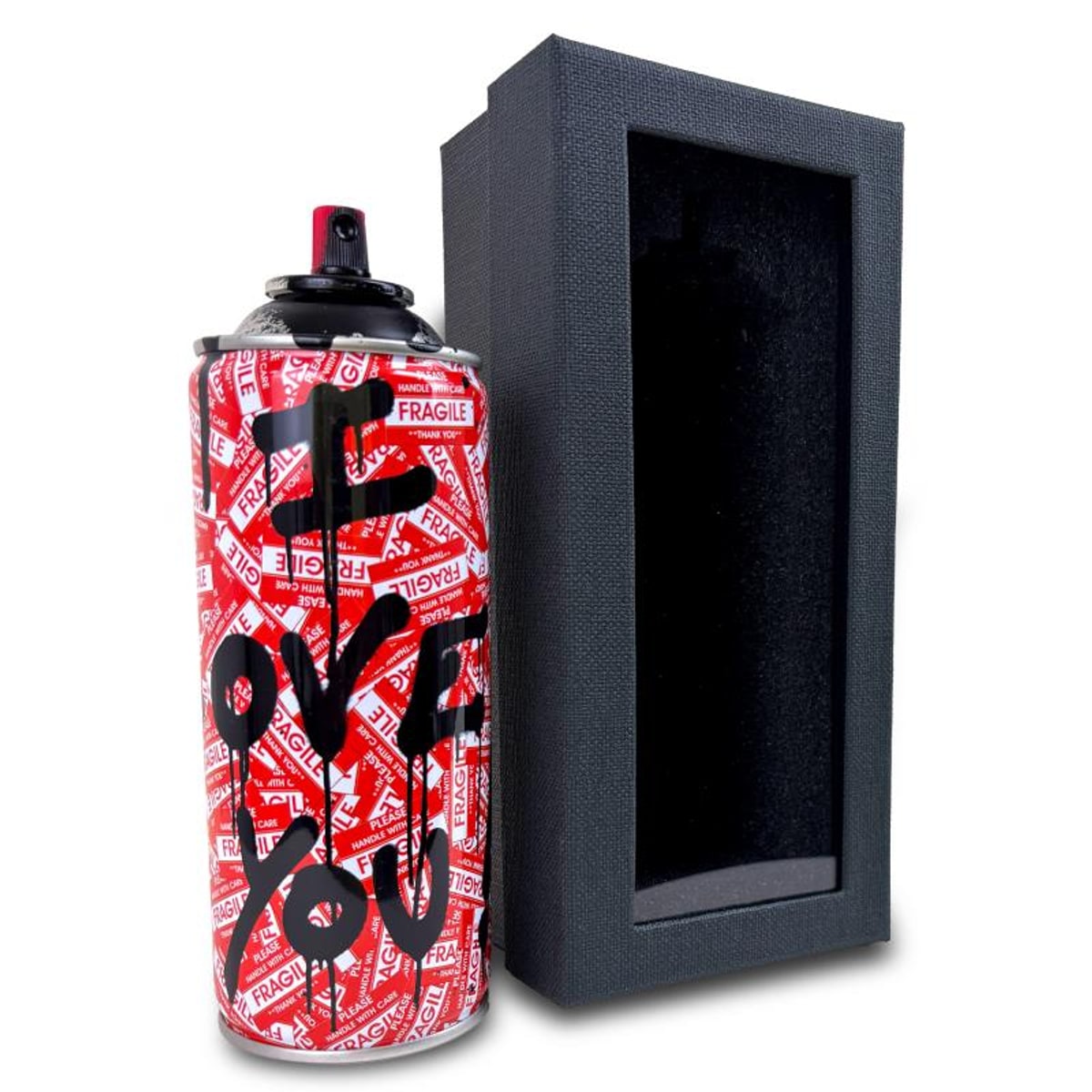 Mr Brainwash, "I Love You! - BLACK" Hand Painted Limited Edition Spray Can, Numbered with Certificate of Authenticity.