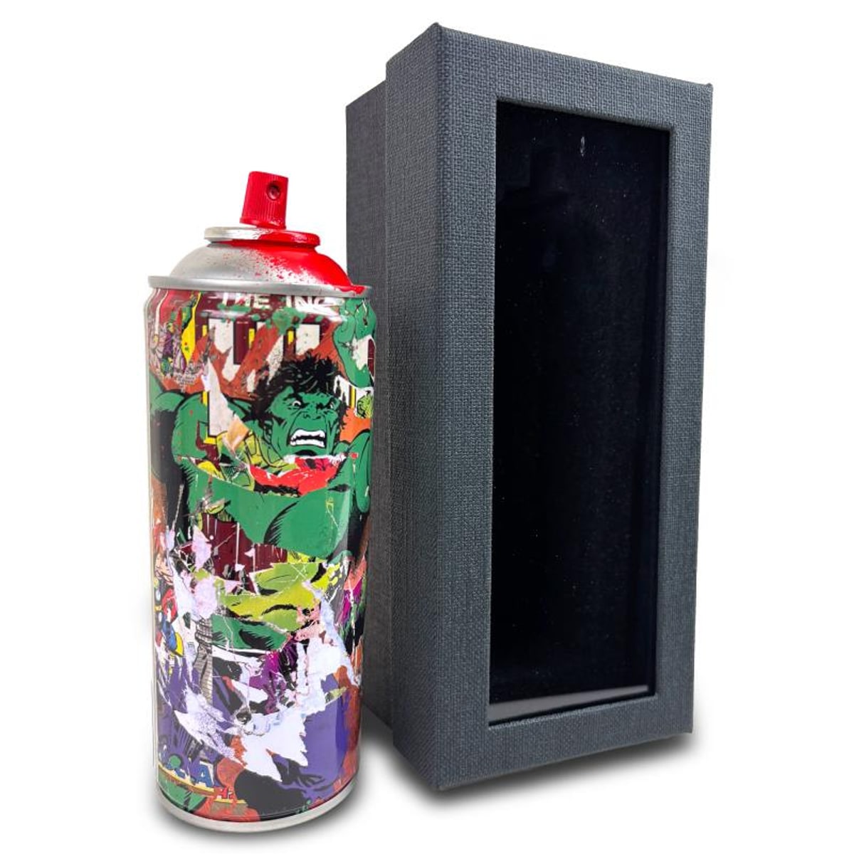 Mr Brainwash, "The Incredible Hulk - RED" Hand Painted Limited Edition Spray Can, Numbered and Signed with Certificate of Authenticity.