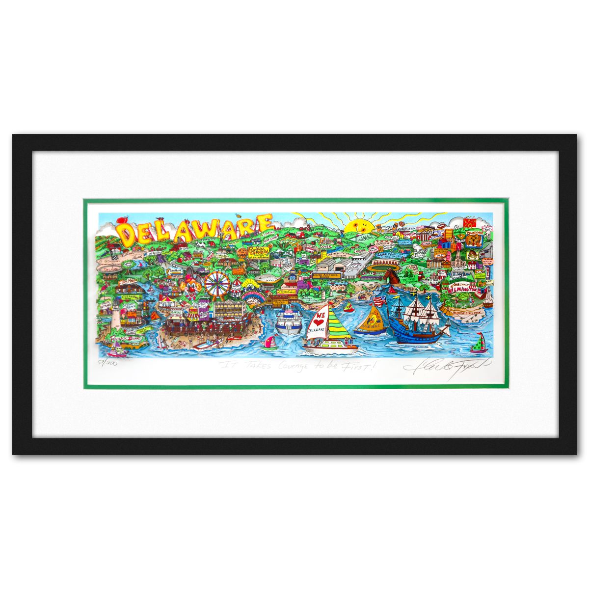 Charles Fazzino- 3D Construction Silkscreen Serigraph "It Takes Courage to be First!"