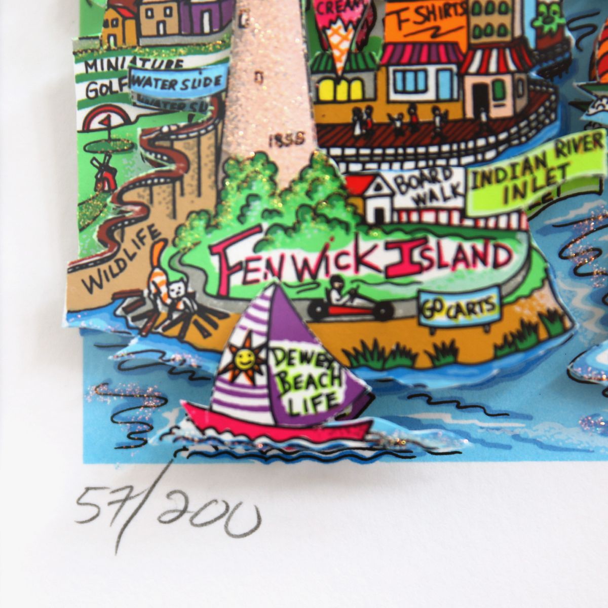 Charles Fazzino- 3D Construction Silkscreen Serigraph "It Takes Courage to be First!"