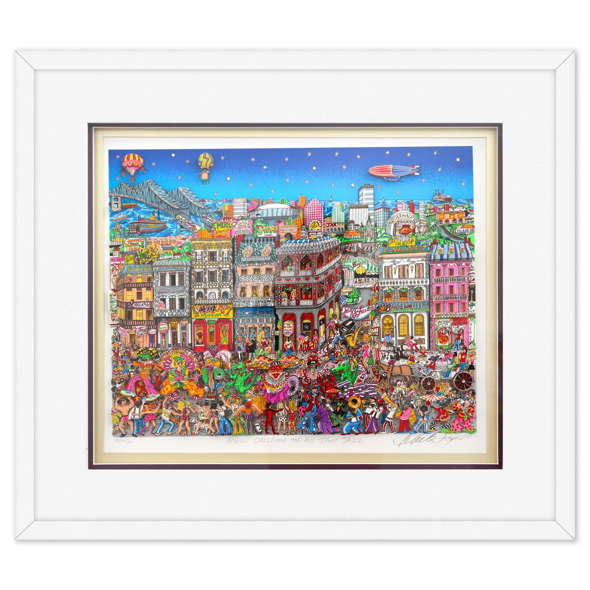 Charles Fazzino- 3D Construction Silkscreen Serigraph "New Orleans and All That Jazz"