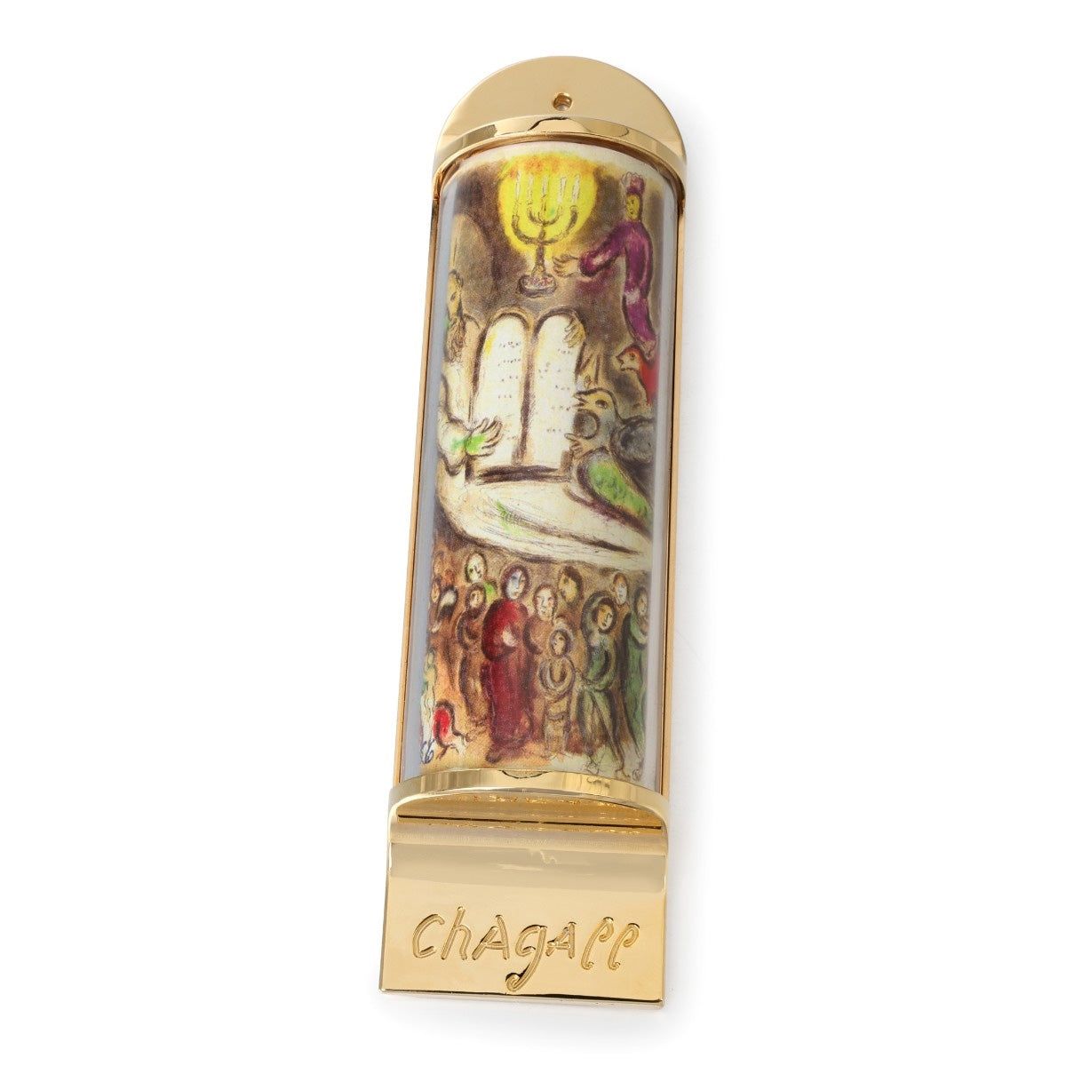 Marc Chagall- Mezuzah/ Silkscreen on 24K gold plated bronze "Ten Commandments"