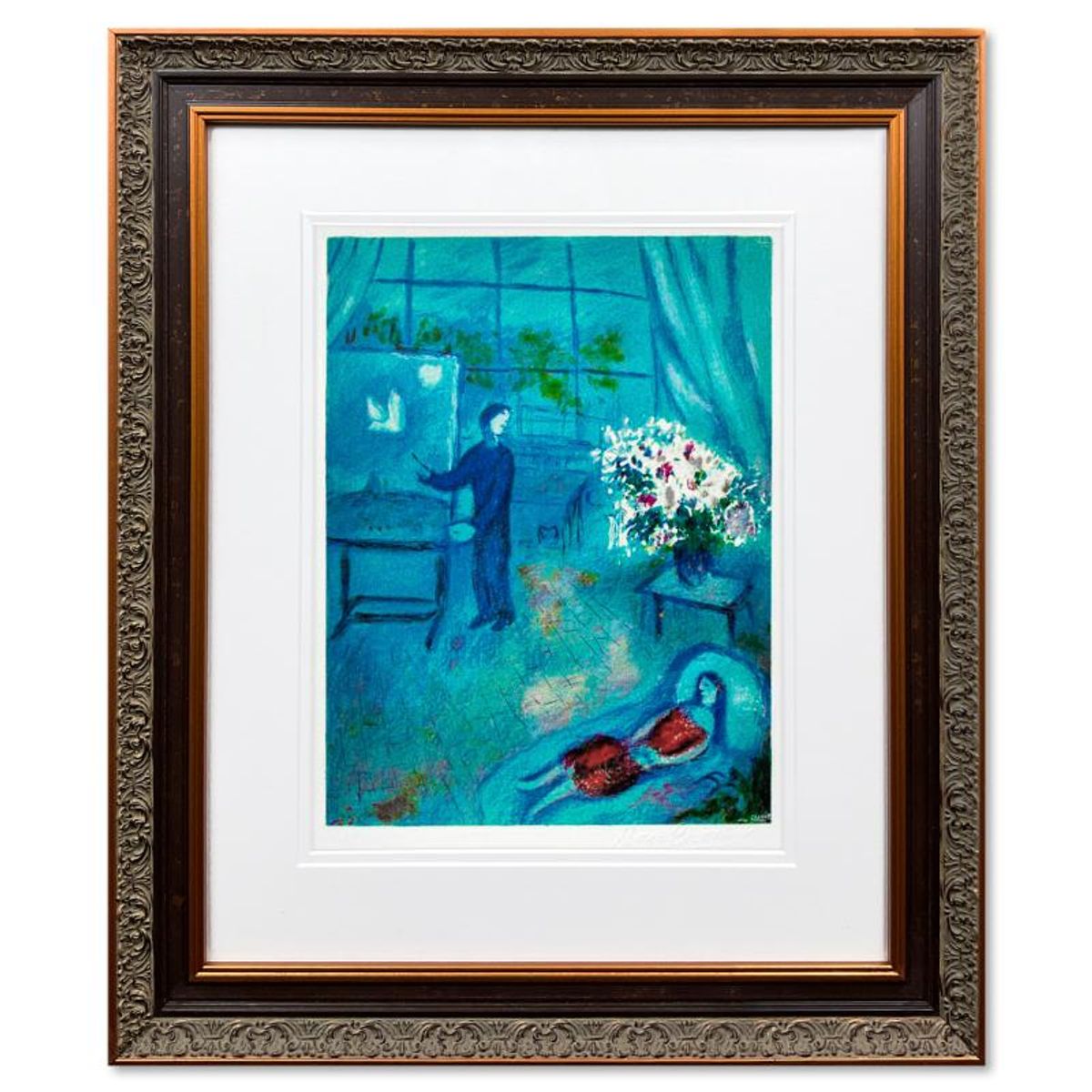 Marc Chagall (1887-1985), "L'artiste Et Son Modele" Framed Limited Edition Lithograph with Letter of Authenticity.