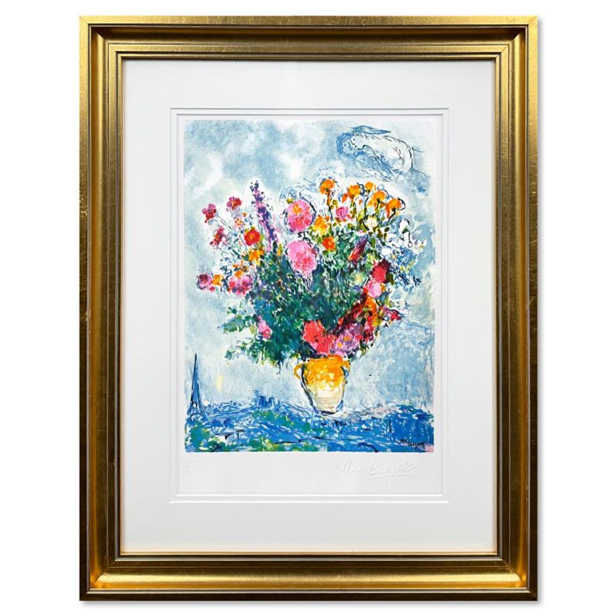 Marc Chagall (1887-1985), "Le Bouquet Et La Tour Eiffel" Framed Limited Edition Lithograph with Letter of Authenticity.